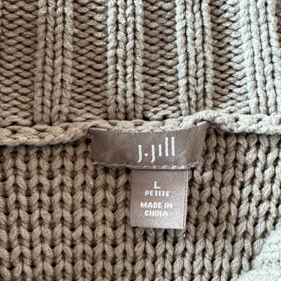 J Jill button front cotton blend cardigan mushroom color size Large Petite - Picture 3 of 7